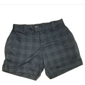 Avenue Gray black plaid Shorts Classic Relaxed Fit 14 16 stretch knit
